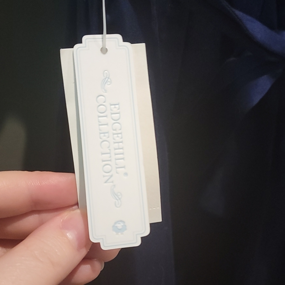 Navy Blue Long Dress with Gold Accents - Picture 5 of 5